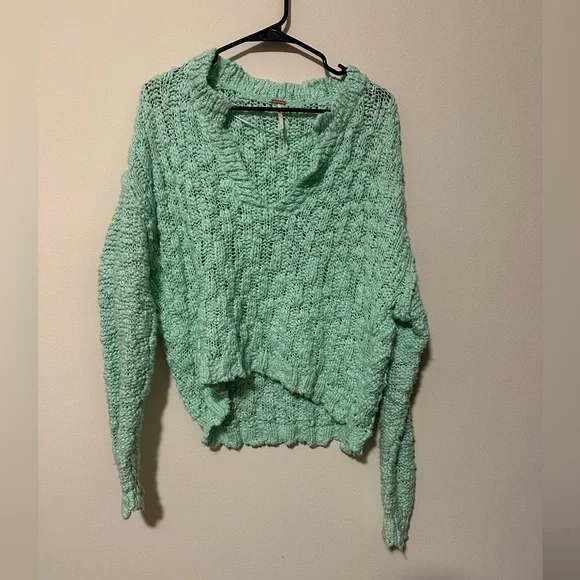 Free People Josephine Cotton Pulover Sweater medium Frozen Melon c3315 - Picture 3 of 8